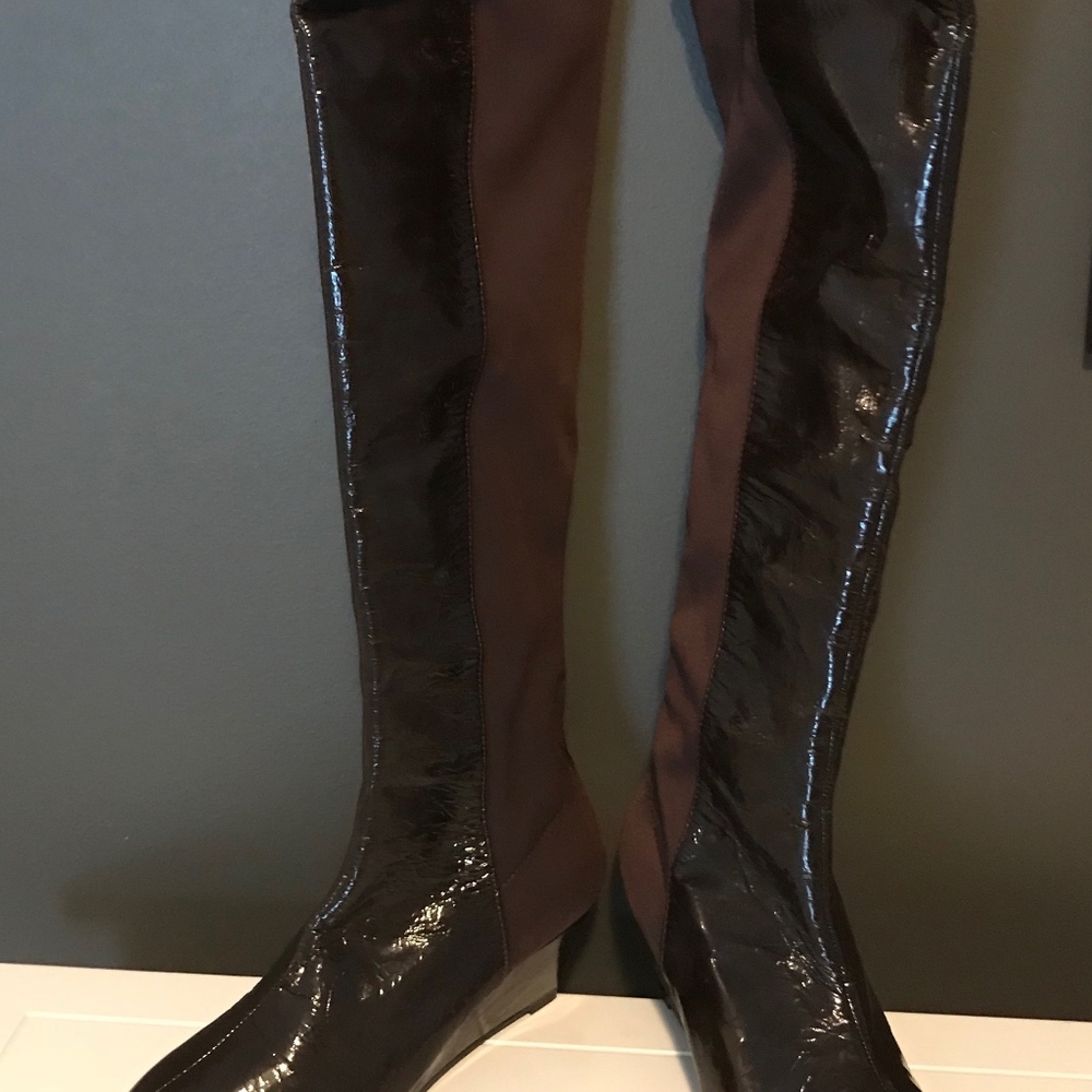 Colin Stuart Brown Patent Over the Knee Boots